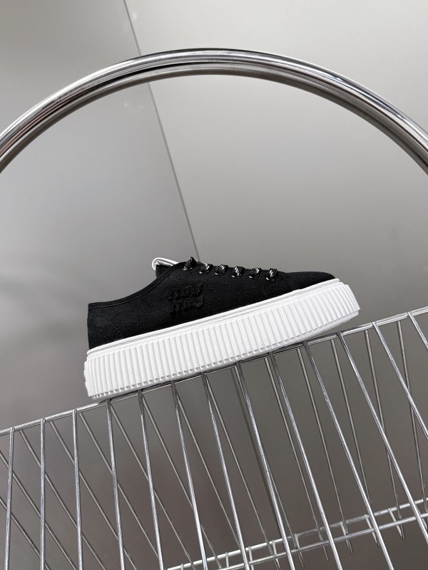 2025 Women Miu Miu Black Canvas Sneakers LY