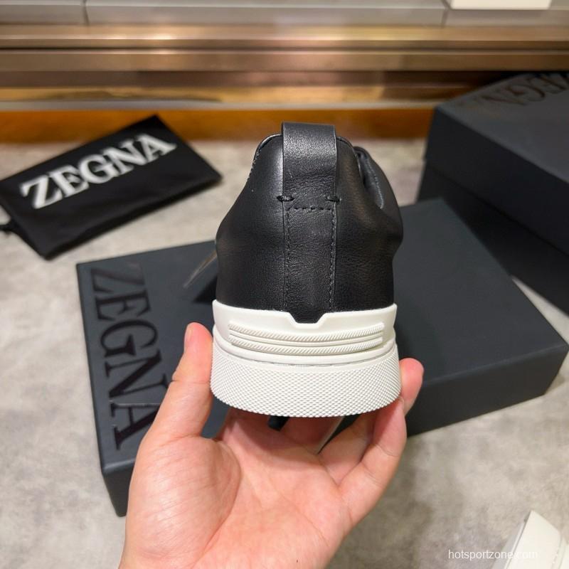 2024 Men Ermenegildo Zegna Black Calfskin Sneakers