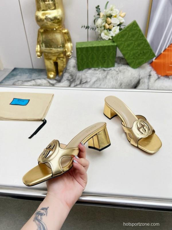 2025 Gucci Gold Leather Slippers