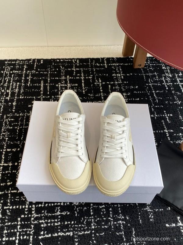 2025 Women Celine White Canvas Sneakers KFY00285