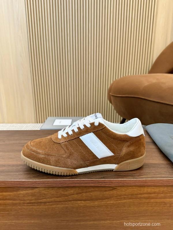 2025 Men TOM FORD Brown White Suede Leather Casual Shoes LY00360