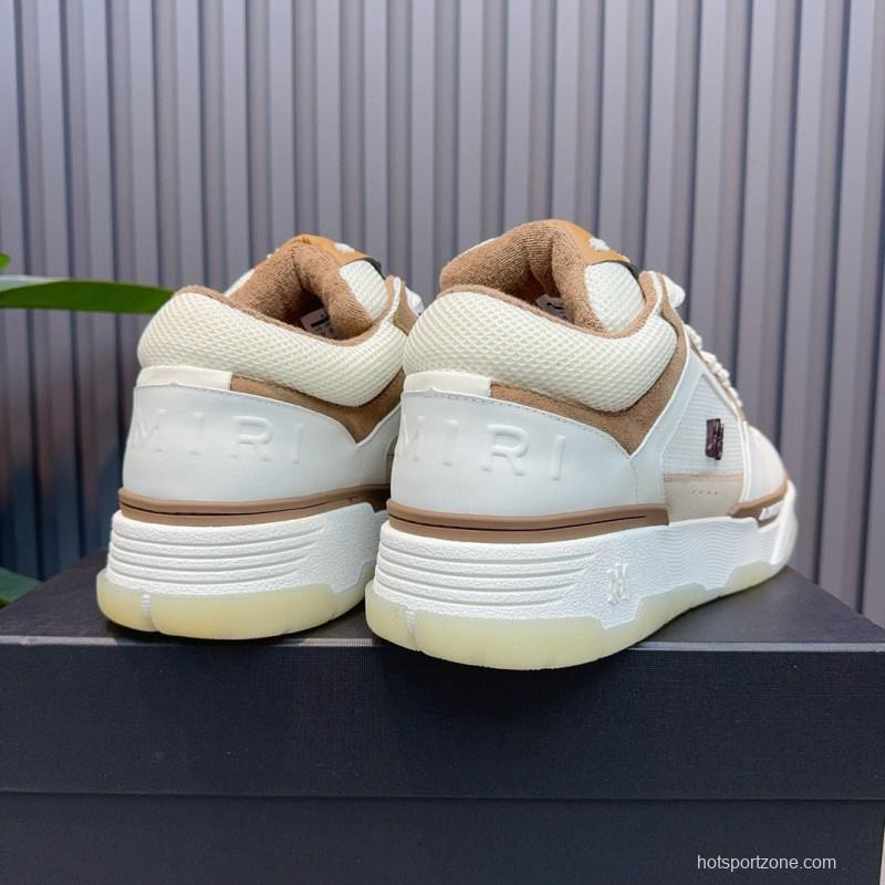2024 Unisex Amiri White Beige Leather Mesh Sneakers MJ00360
