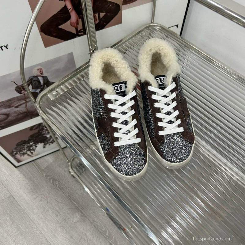 2025 Women GGDB Black Silver Glitter Leather Sneakers MJ00260