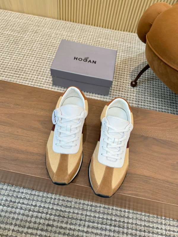 2025 Men HOGAN Beige White Burgundy Suede Leather Sneakers