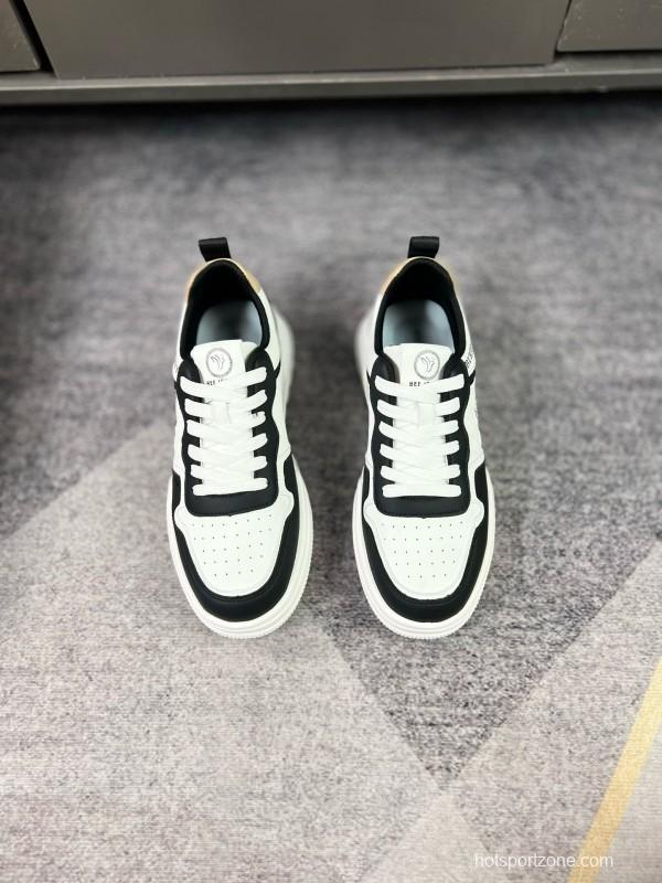 2024 Unisex Burberry Black White Leather Casual Shoes MJ00251