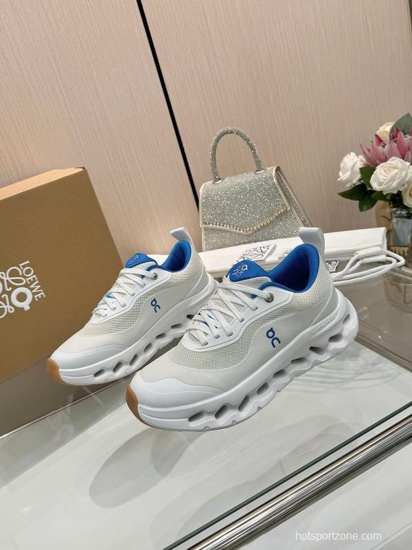 2025 Unisex Loewe White Blue Mesh Leather Sneakers