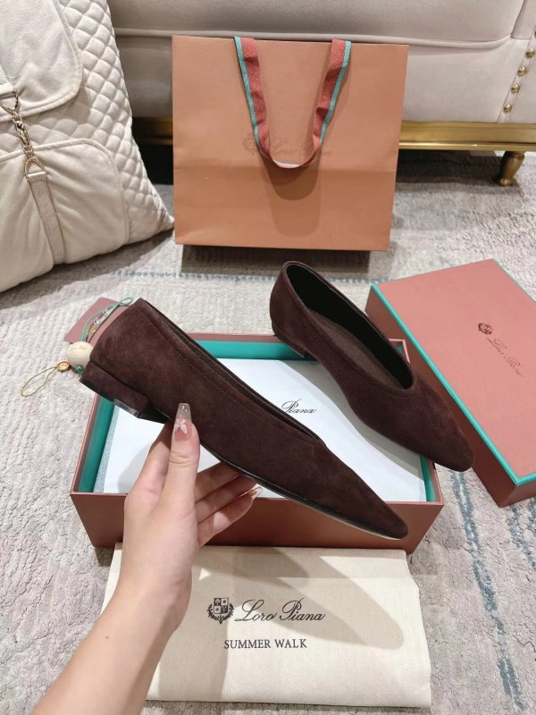 2025 Women LP Brown Suede Ballet Flat LY00320