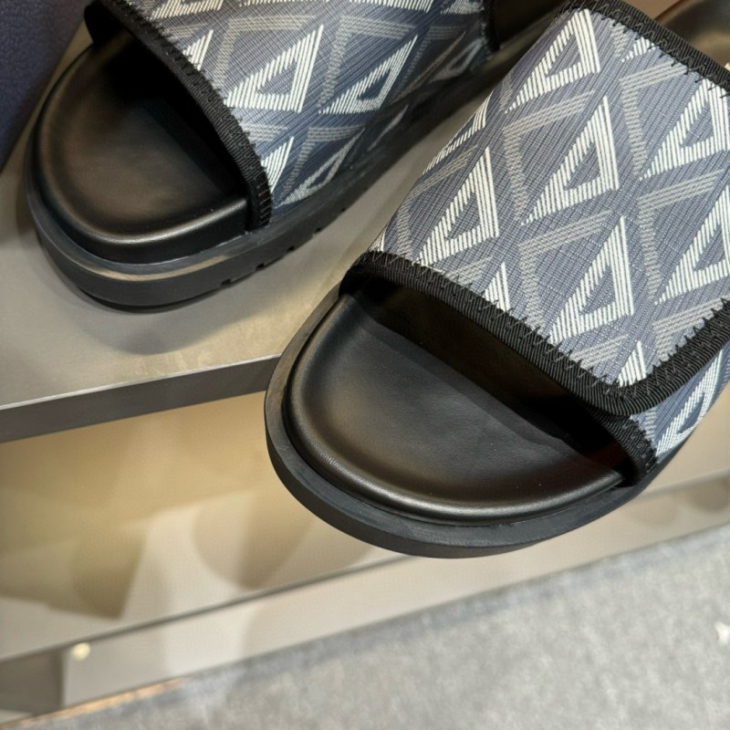 2024 Dior Black Gray Canvas Slippers MJ00180