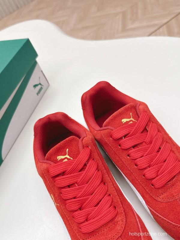 2025 Women Puma Red White Suede Sneakers LY00280