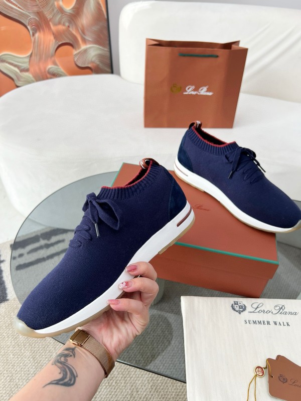 2024 Men LP Navy Wool Knit Sneakers MJ00330