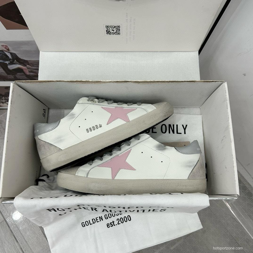 2025 Women GGDB White Pink Leather Sneakers