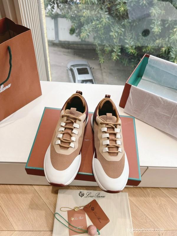 2024 Unisex Le Parmentier Brown Beige Knit Sneakers Top Version MJ00340