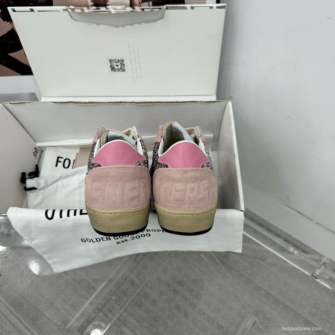 2024 Women GGDB Pink White Glitter Suede Sneakers MJ00260
