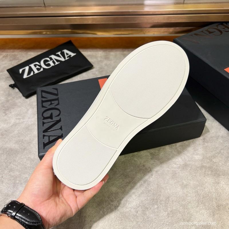 2024 Men Ermenegildo Zegna Brown Calfskin Leather Sneakers LY00000