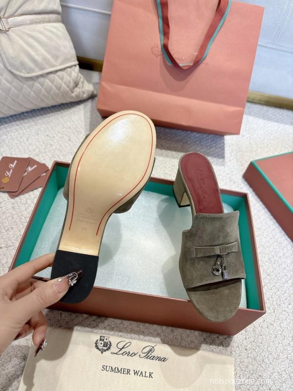 2025 Women LP Grey Suede Sandals