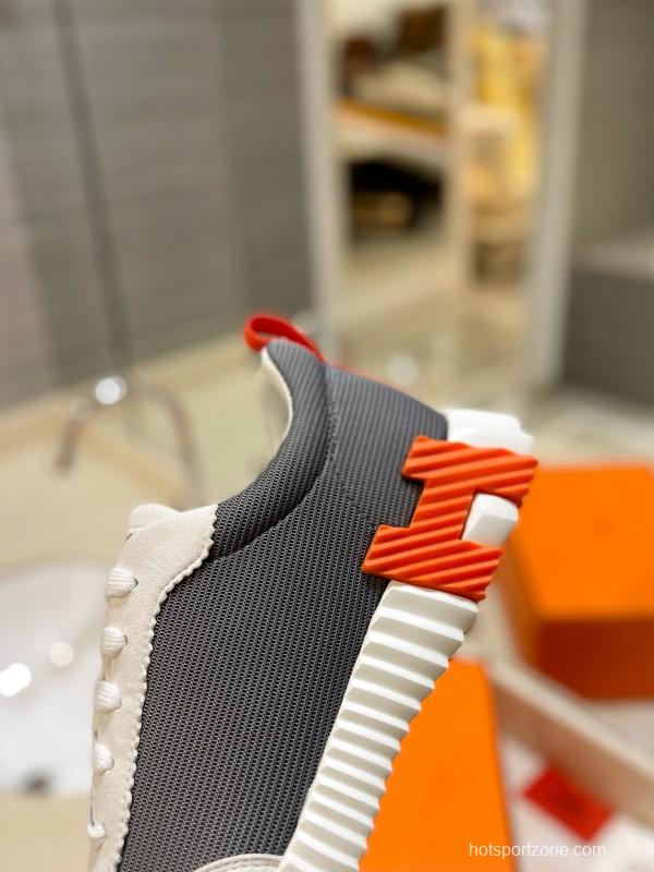 2024 Unisex Hermès Black White Imported Silk Sheepskin Imported Suede Casual Sneakers MJ00320