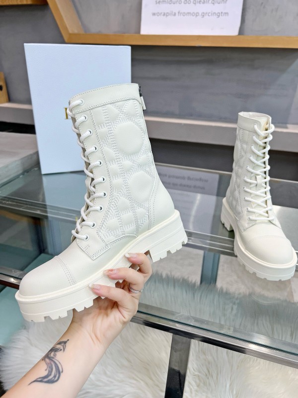 2024 Women Dior white leather boots MJ00430