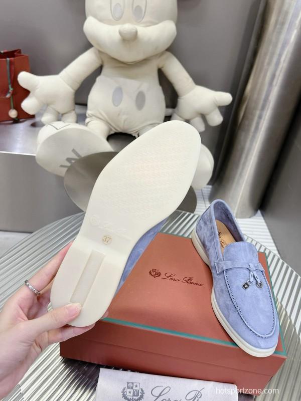 2024 Unisex Le Parmentier Light Blue Suede Loafers MJ00270