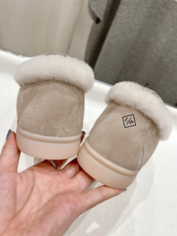 2024 Women LP Beige Suede Shearling Loafers
