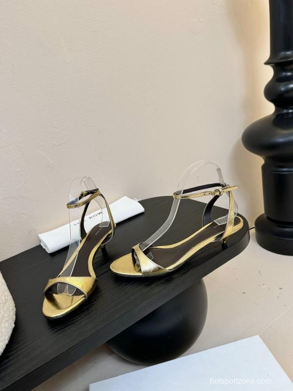 2025 Women The Row Gold Leather Sandals