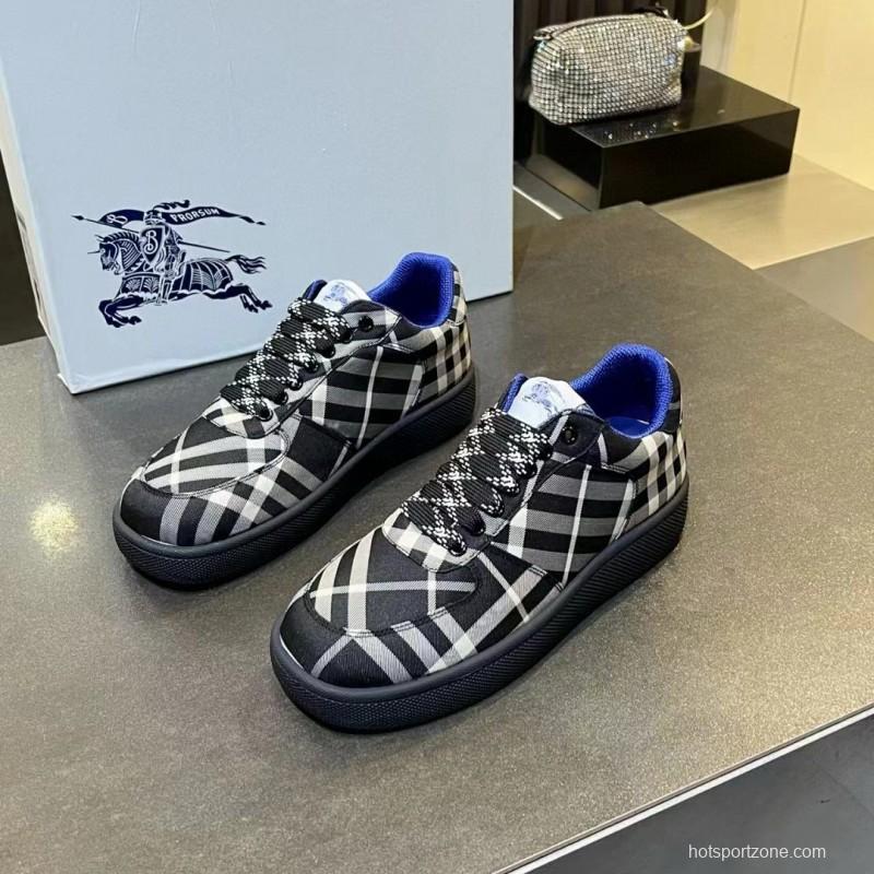 2024 Unisex Burberry Black White Nylon Sneakers