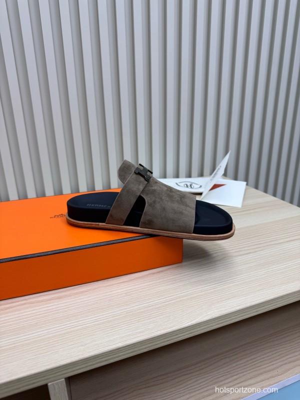 2025 Slippers Hermès Brown Suede Slippers