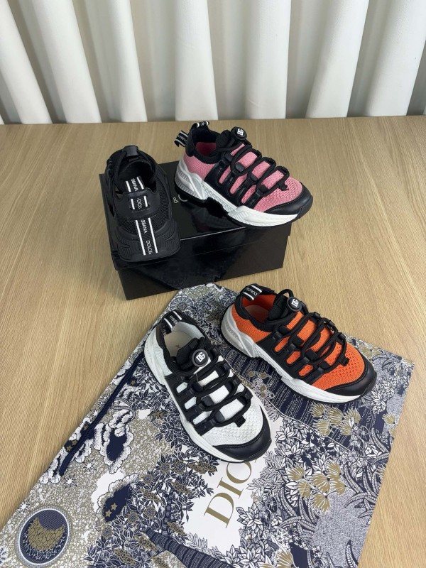 2024 Kids Dolce & Gabbana Black Orange White Pink Fabric Sneakers