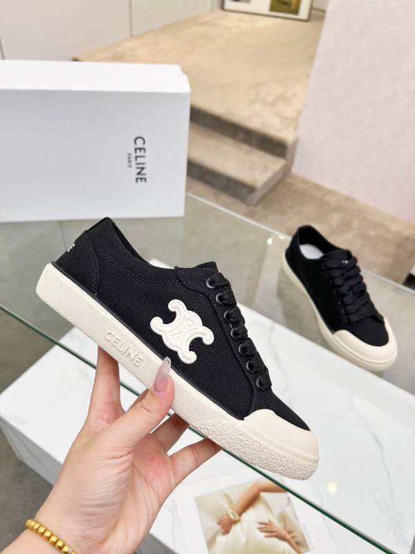 2025 Women Celine Black Canvas Sneakers LY00210