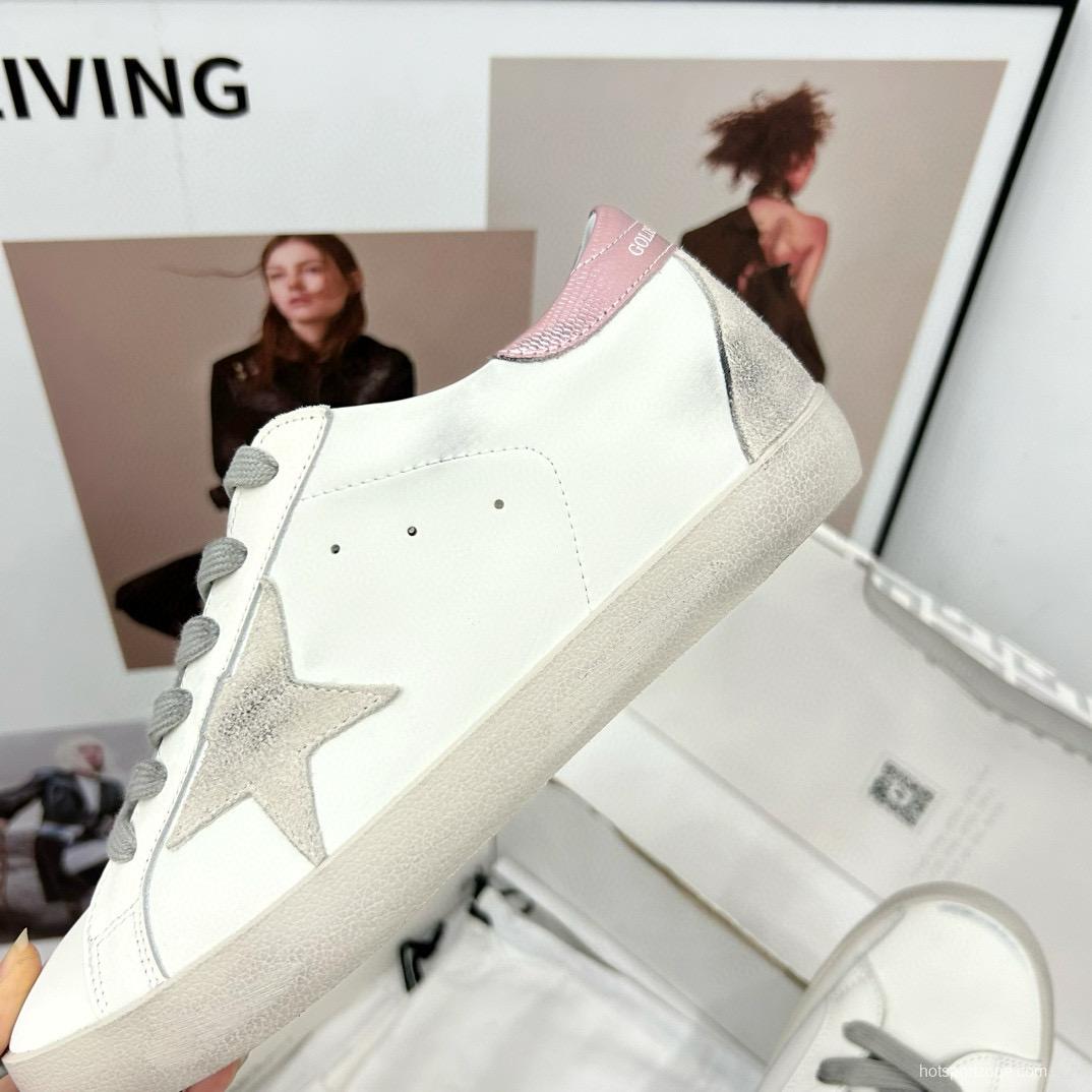 2025 Women GGDB White Grey Pink Leather Suede Sneakers