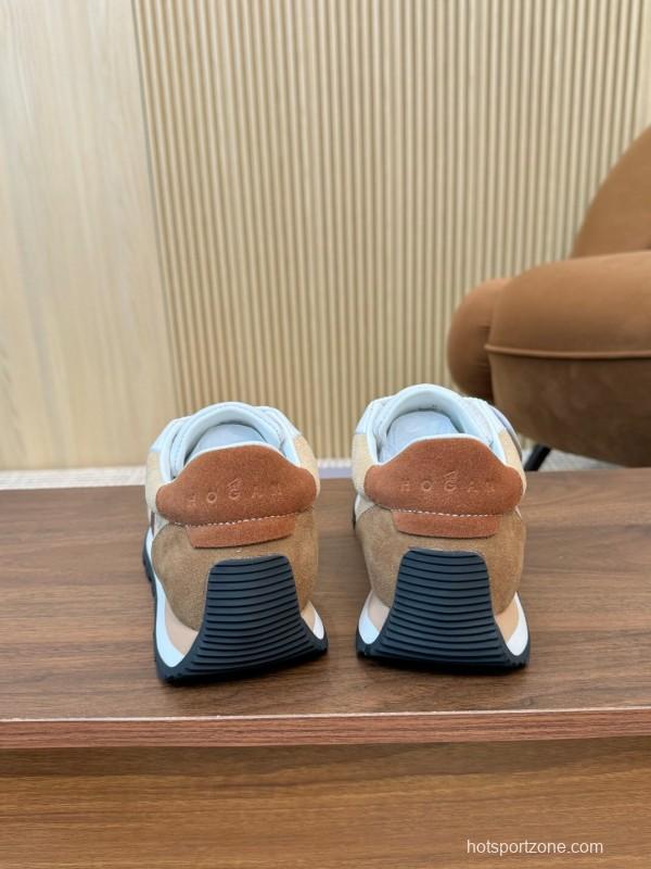 2025 Men HOGAN Beige White Burgundy Suede Leather Sneakers