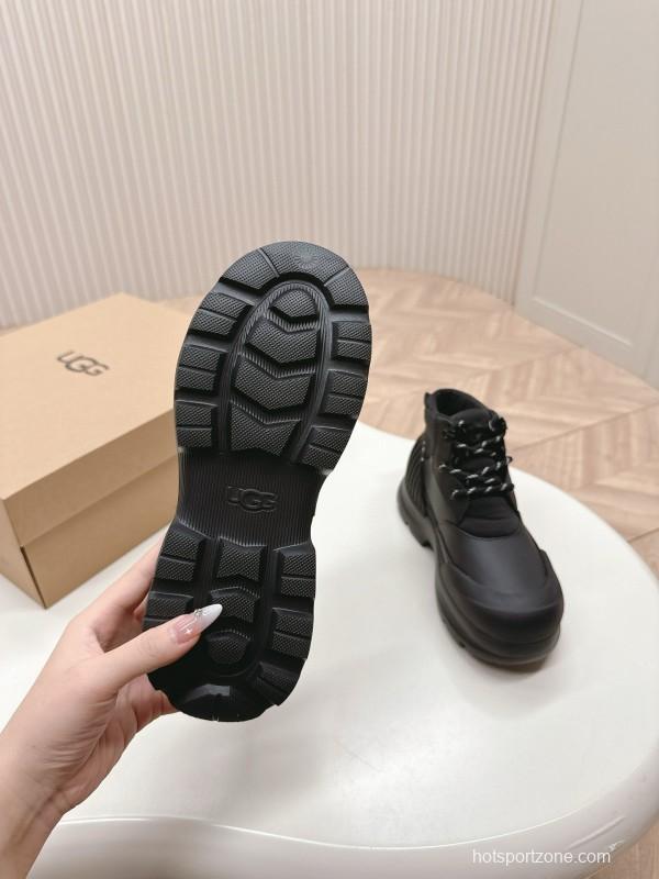 2024 Women UGG Black Suede Snow Boots High Top Lace-Up MJ00320