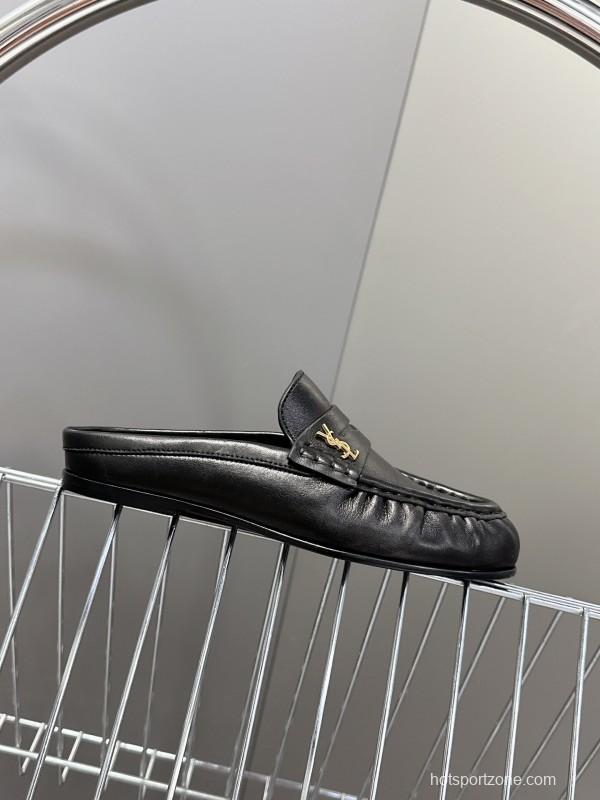 2025 Women Yves Saint Laurent Black Calfskin Loafer KFY00330