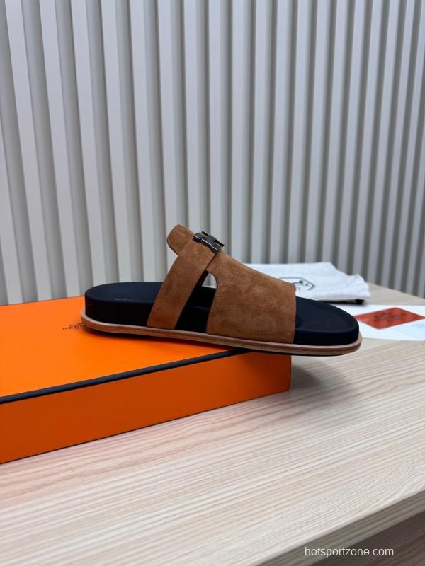 2025 Slippers Hermès Brown Suede Slippers