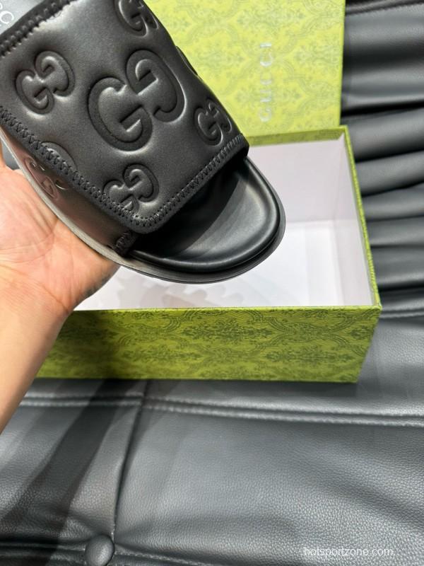 2024 GUCCI Black Leather Slippers MJ00200