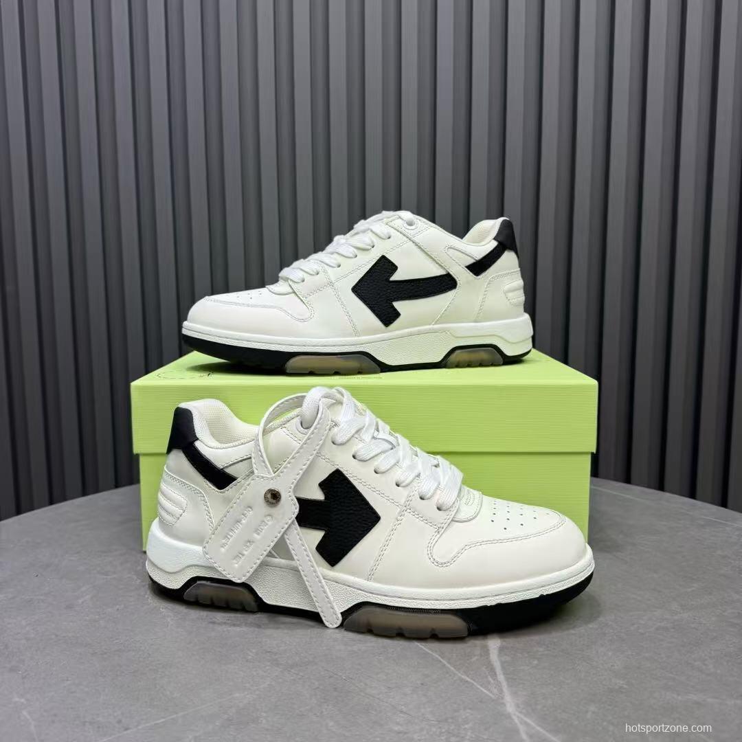 2025 Unisex Off-White White Black Leather Sneakers KFY00310