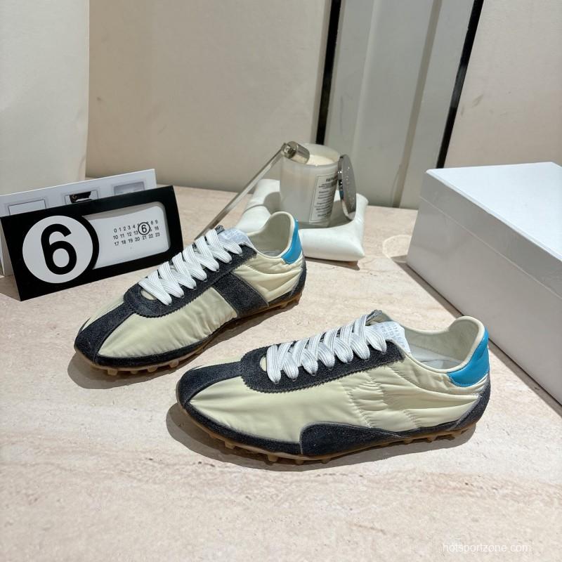 2025 Unisex Maison Margiela White Black Nylon Suede Sneakers Vintage Effect