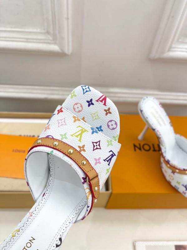 2025 Slippers Louis Vuitton Multi Color Leather Slippers KFY00290