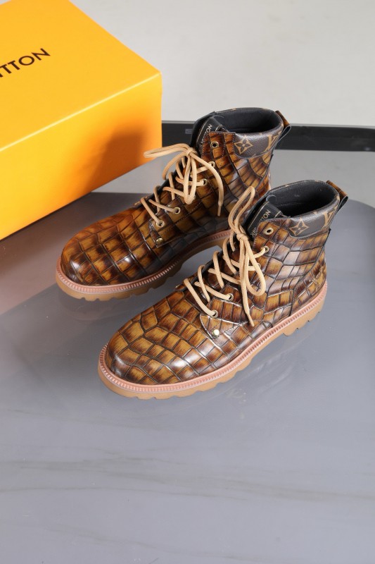 2024 Men Louis Vuitton Brown Leather Casual High-top MJ00470