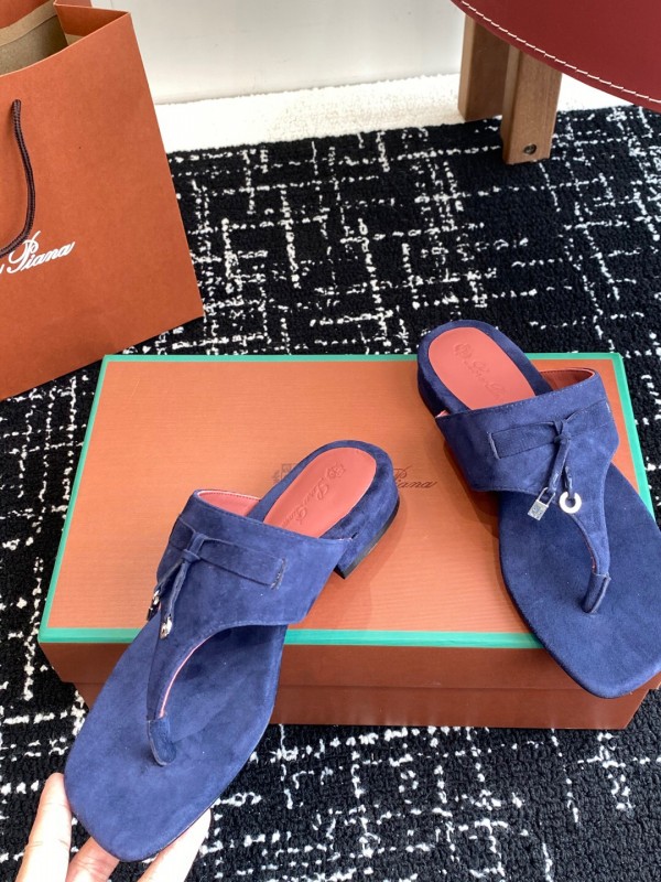 2025 Women Le Parmentier Blue Suede Slippers KFY00280