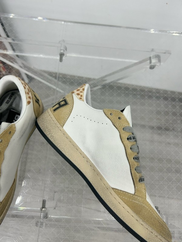 2024 Unisex GGDB White Beige Glitter Suede Leather Low Top Sneakers MJ00260