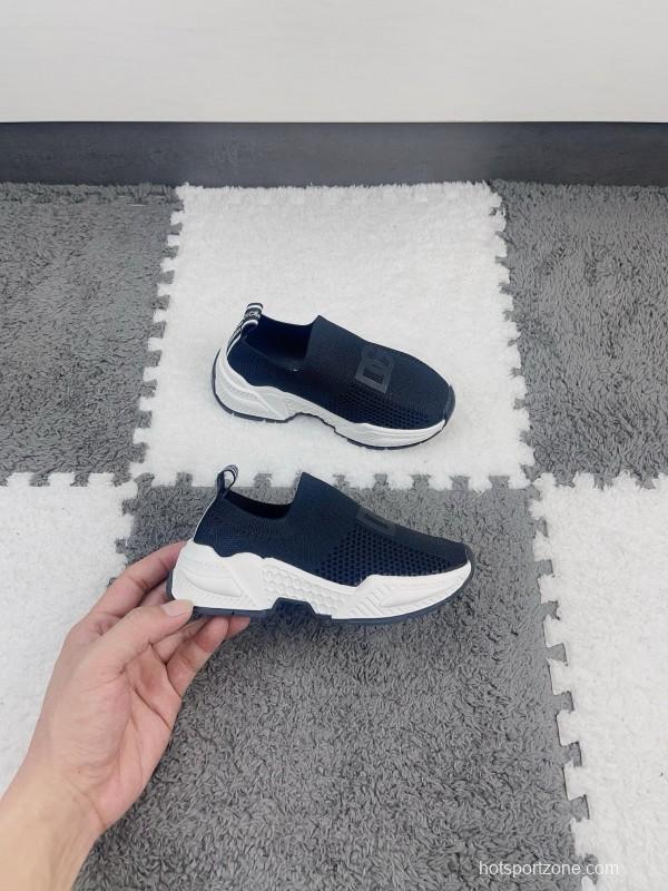 2024 Kids Dolce & Gabbana Black White Mesh Slip-On Sneakers