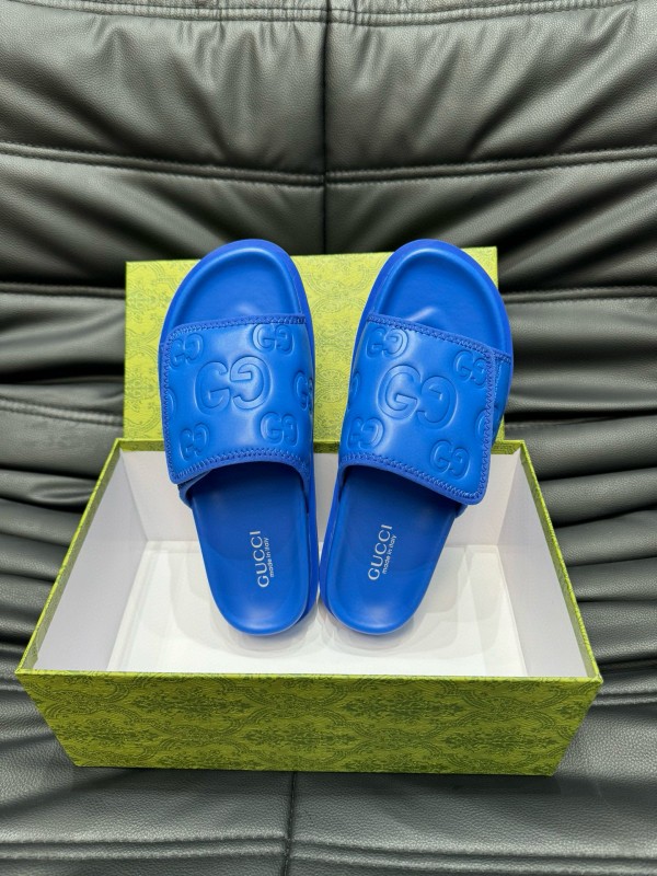 2024 Slippers Gucci Blue Leather Slippers MJ00200