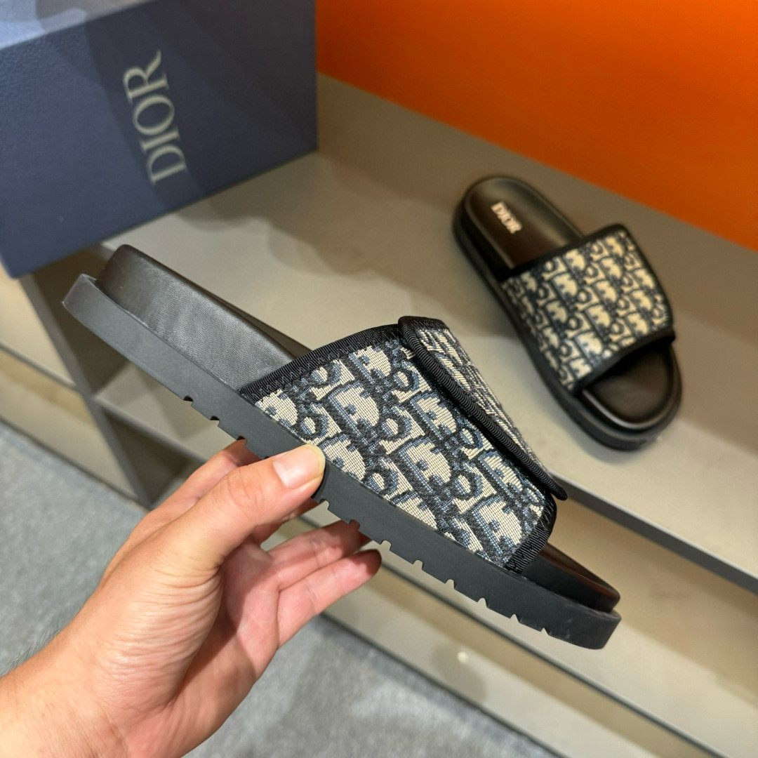 2024 Slippers Dior Black Canvas Slippers MJ00180