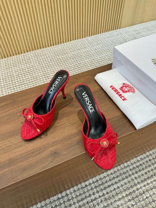 2025 Women VERSACE Red Leather Heels LY00250