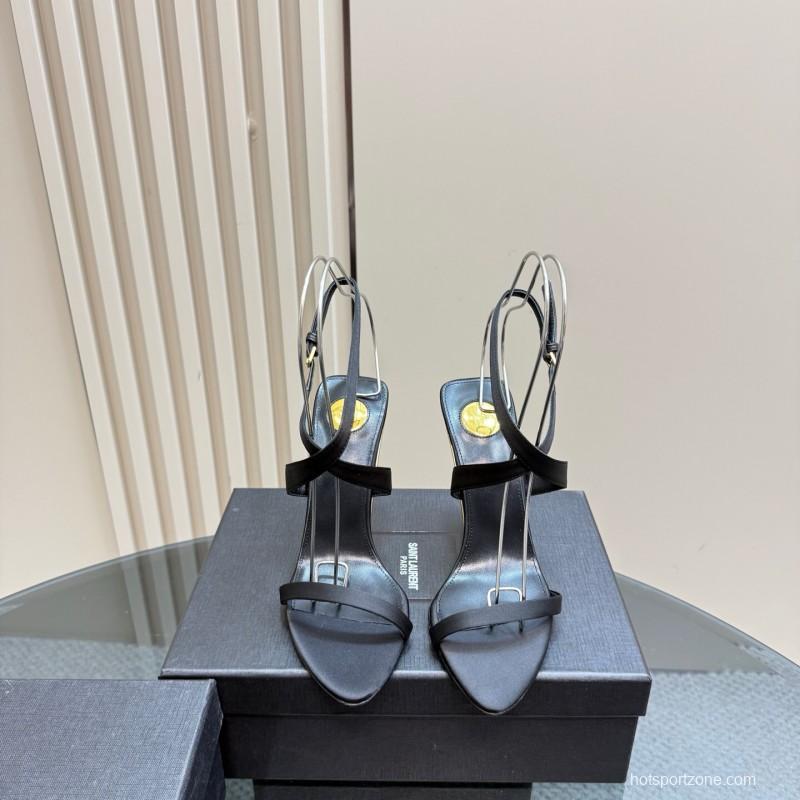 2025 Women Yves Saint Laurent Black And Gold Wedge Sandals Premium Leather Elegant Design LY00360(F)