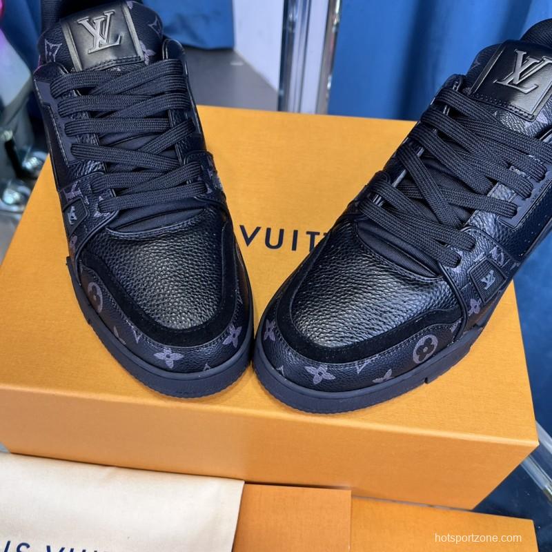 2025 Unisex Louis Vuitton Black Grey Leather Trainer