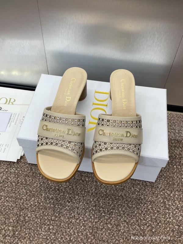 2025 Women Dior Beige Leather Sandals