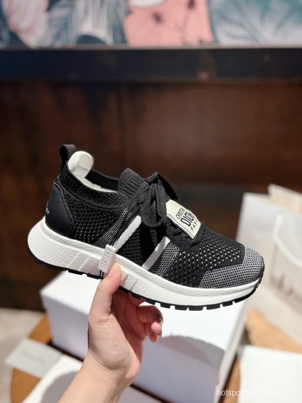 2025 Unisex Dior Black Grey Flyknit Sneakers LY00260