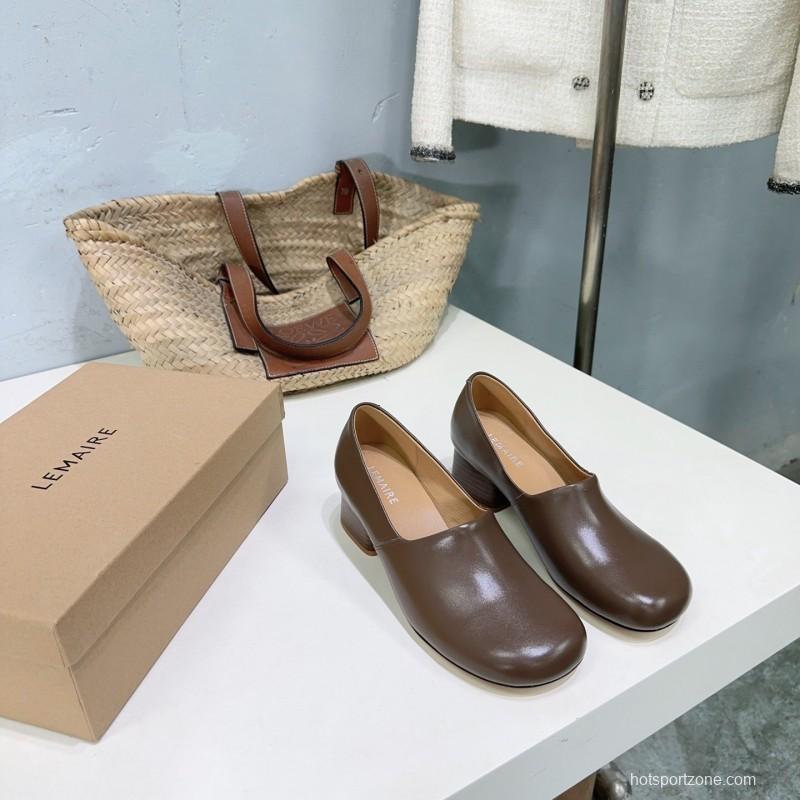 2025 Women Lemaire Brown Leather Loafers