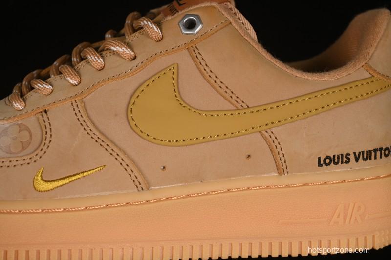 Louis Vuitton x Nike Air Force 1 '07 Low Casual Sneakers with Monogram Print in Wheat - CJ9179-200